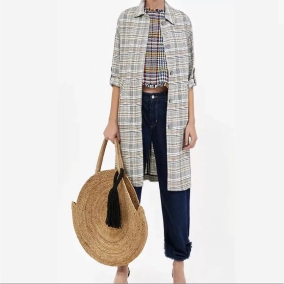 Zara Lightweight Plaid Check Jacket Coat - Picture 1 of 11